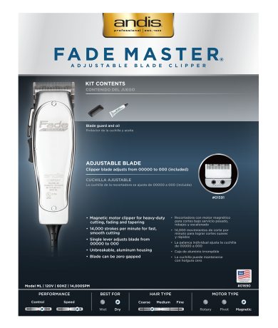 Andis Fade Master Adjustable Blade Clipper