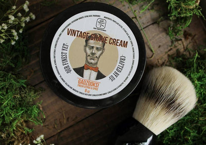 Vintage Shave Cream by Mini Moustachery. Fresh Citrus & Spice scent. 8oz net weight.