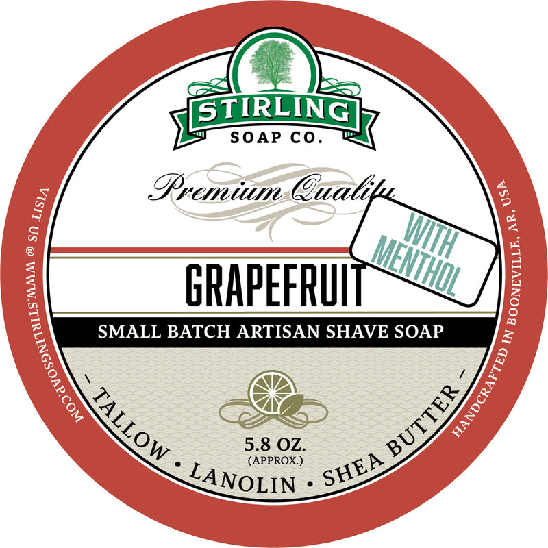 Stirling Shave Soap Grapefruit (with Menthol)
