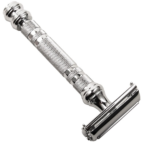 66R Safety Razor - Parker Brand sold new at the Mini Moustachery, the national men's grooming and beard care depot store. This single blade, vintage design style safety razor is well balanced and angled to shave close and comfortably - the easy grip, heavy duty handle allows for comfortable pressure and even weight distribution for a close shave perfect for full or edge clean up...