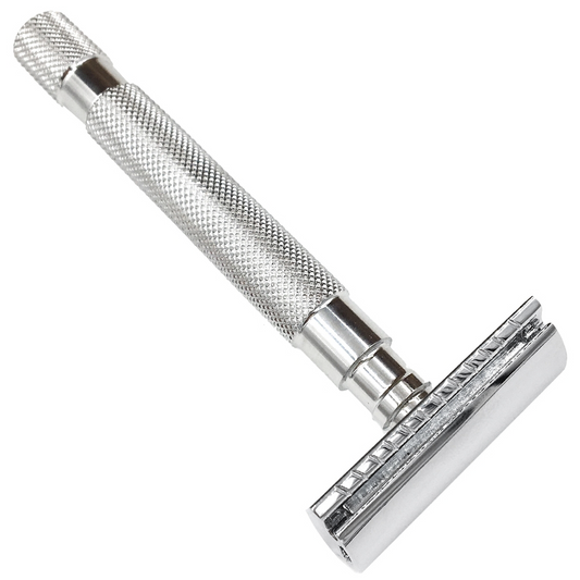 64S Safety Razor 3 Piece - Parker Brand sold new at the Mini Moustachery, the national men's grooming and beard care depot store. This single blade, vintage design style safety razor is well balanced and angled to shave close and comfortably - the easy grip, heavy duty handle allows for comfortable pressure and even weight distribution for a close shave perfect for full or edge clean up...